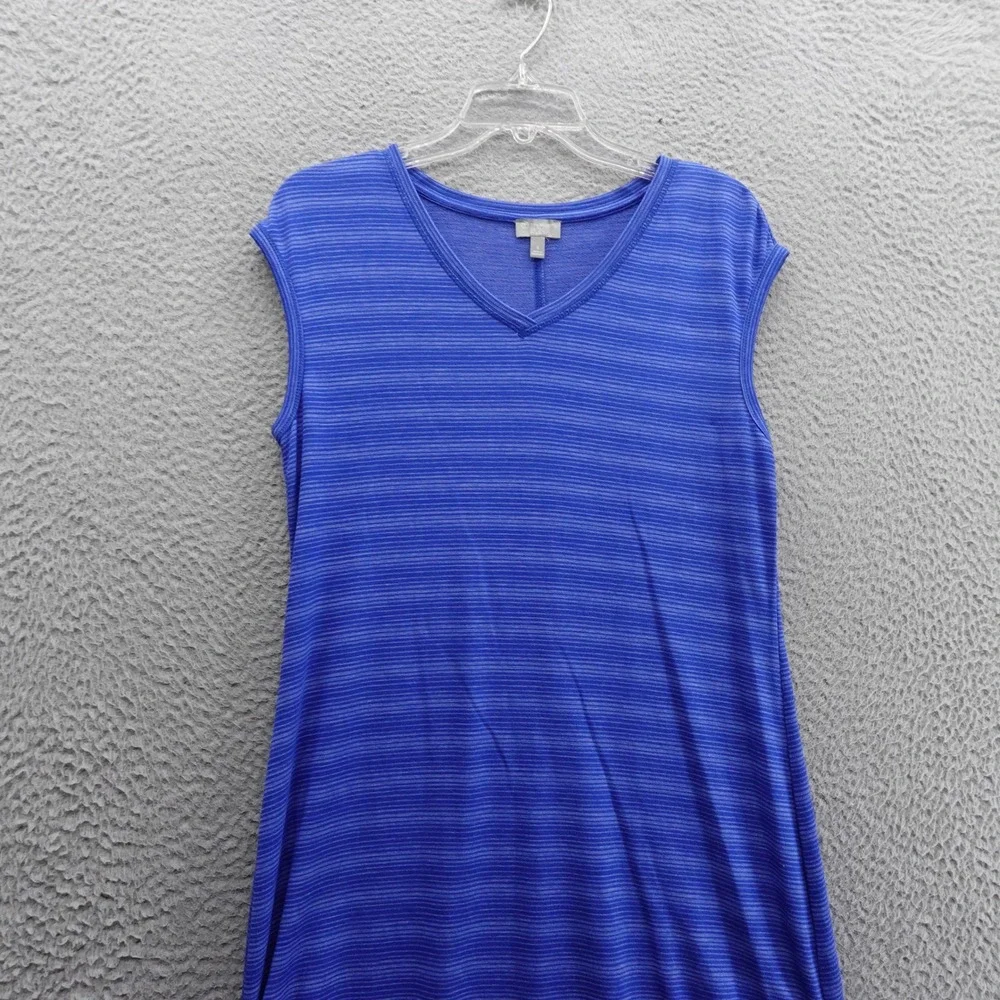 Talbots UPF 50+ Cap Sleeve Dress Small Blue Womens‎ Midi Length Side Tie Casual